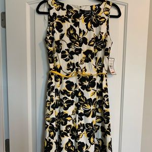 Black and yellow floral business casual dress